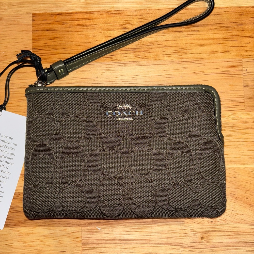 Coach Dark Green Wristlet